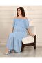 Maternity Madonna Collar Baby Blue Skirt Ruffle Long Chiffon Dress 7009 - 4