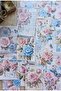 15 Pieces Antique Vintage Pink Rose Themed Scrapbook Paper Set Bullet Journal Decoupage Paper Blue - 6