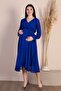 Maternity Double-Breasted Collar Belted Chiffon Dress New Season 8018 Cobalt Blue - 7