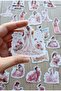 24 Pcs Transparent Girl Sticker Set Bullet Journal Scrapbook Laptop Sticker Pink Flower - 4