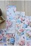 15 Pieces Antique Vintage Pink Rose Themed Scrapbook Paper Set Bullet Journal Decoupage Paper Blue - 2