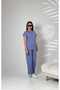 Women's Short Sleeve Casual Two-Piece Top and Bottom Set - 4