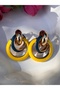 Bym128 Evening Dress Design Hoop Gold Plated Yellow 3.5cm Women's Steel Earrings - 4