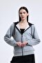 Gray Melange 100% Cotton Zippered Cardigan with Hood - 2