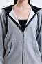 Gray Melange 100% Cotton Zippered Cardigan with Hood - 3