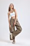 Camel High Waist Wide Leg Coat Gabardine Cargo Trousers - 5