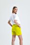 Lemon Yellow Detailed Pocket High Waist Short Sweat Shorts - 5