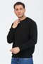 Siyah Kapüşonsuz Bisiklet Yaka Basic Sweatshirt - 3