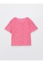Lcw Kids Crew Neck Scallop Detailed Short Sleeve Girls' Shirt (S3)