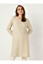 Women's Ecru Jacquard Crew Neck Plain Tunic