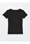 Black V-Neck Plain Short-Sleeved Women's T-Shirt (S4) - 7