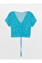 Xside V-Neck Floral Short Sleeve Crop Women's Blouse (S3) - 6