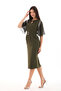 Midi Khaki Belt Detailed Evening Dress/Gown - 4