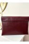 Burgundy Faux Leather Envelope Clutch - 2