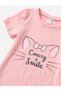 Girl's 2 Pack Cat Printed Pink-Grey T-Shirt-Dress - 4