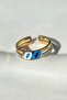 Adjustable Steel Ring with Gold Color Stone Detail - 2