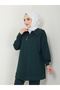 Women's Modest Pants Set with Slit Pant Leg and Collar Detail - 6