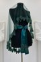 Emerald Green Bridal Veil Set, Glass Beads and Sequins Printed Henna Veil Set 6 Pieces - 4