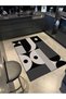 Black Modern Round Themed Patterned Decorative and Washable Carpet Miravip9309 - 2