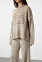 Stone Wide Pattern Color-Blocked Knitwear Top and Bottom Set Twoaw24Au00041 - 3