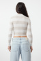 Ekru Crop Couple Pamuklu Renk Bloklu Triko Kazak TWOAW20KZ0255 - 6