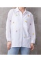 White Oversized Floral Embroidered Cotton Long sleeve Shirt - 3