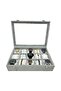 Watch Box Glass 15 Compartments Alfora Fabric Covered - 2