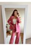 Pink Women's Blazer Jacket and Pants Set - 2