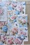 15 Pieces Antique Vintage Pink Rose Themed Scrapbook Paper Set Bullet Journal Decoupage Paper Blue - 3