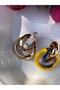 Bym128 Evening Dress Design Hoop Gold Plated Yellow 3.5cm Women's Steel Earrings - 3