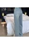 Baggy Washed Blue Jeans with Ribbon Detail - 2