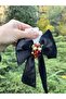 Bym220 Velvet Christmas Embroidered Bow Hair Clip - 2