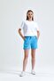 Turquoise Pocket Detailed High Waist Short Sweat Shorts