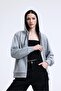 Gray Melange 100% Cotton Zippered Cardigan with Hood