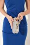 Women's Evening Dress Bag with Silver Fabric Handle and Chain Strap - 4