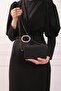 Women's Black Glitter Rectangular Evening Dress, Wedding Bag Plated Evening Dress Portfolio Evening Bag - 4