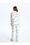 Shirt Collar New Year Themed Long Sleeve Women's Pajama Set - 6