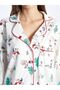 Shirt Collar New Year Themed Long Sleeve Women's Pajama Set - 5
