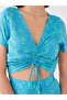 Xside V-Neck Floral Short Sleeve Crop Women's Blouse (S3) - 4