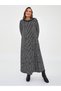 Lcw Grace Crew Neck Patterned Long Sleeve A-Line Ponte Fabric Women's Dress (W1)