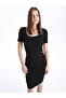 XSIDE U Neck Plain Short Sleeve Women's Bodycon Dress