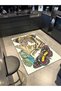 Butterfly Themed Painted Patterned Decorative and Washable Carpet Miravip9298 - 2