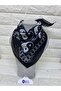 Black Unisex Yin Yang Patterned Scarf - Bandana - Cotton - Wristband - 2