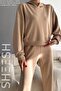 Soft Textured Modal Camel Top and Bottom Set Bottom Palazzo Sweatpants Trousers Top Crop Hoodie - 4