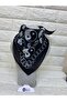 Black Unisex Yin Yang Patterned Scarf - Bandana - Cotton - Wristband