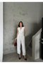 White Women's Buttoned Vest-Carrot Pants Two-Piece Summer Set