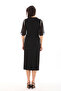 Midi Black Belt Detailed Evening Dress/Gown - 5