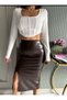 Leather High Waist Slit Skirt