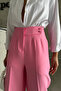 Pink Palazzo Trousers - Button Detail and Dart - 5