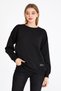 Women's Black Basic Crew Neck Regular Fit Comfortable Sweatshirt - 2